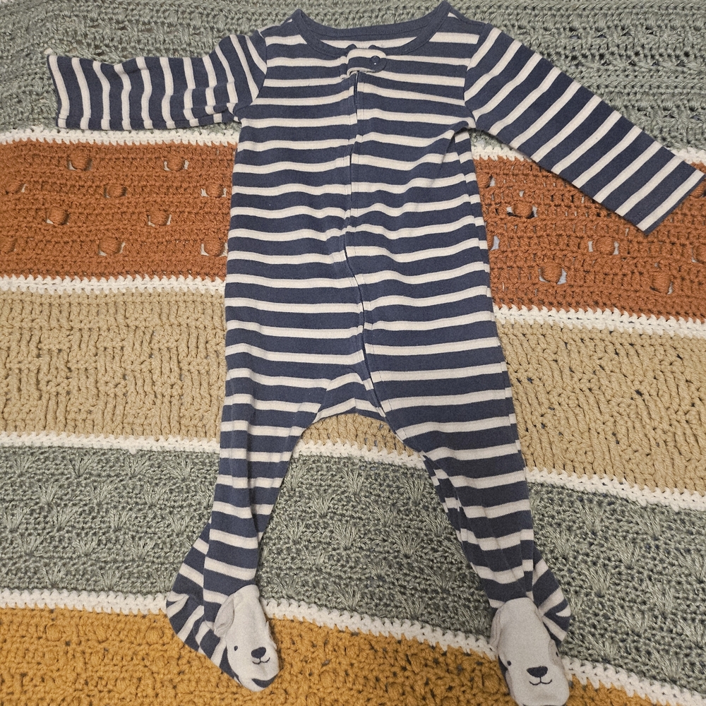 Carter's Blue and White Striped Footie One Piece